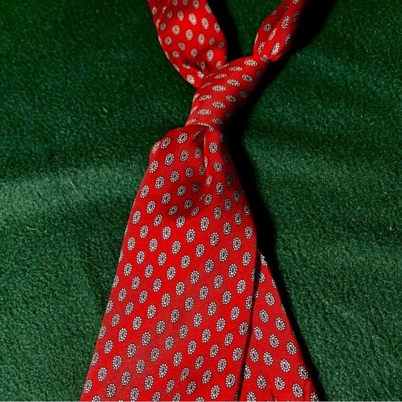 VTG Men’s Angelo Bosani Red 100% Silk Italian Made Micro Paisley Pattern Tie - Picture 3 of 5